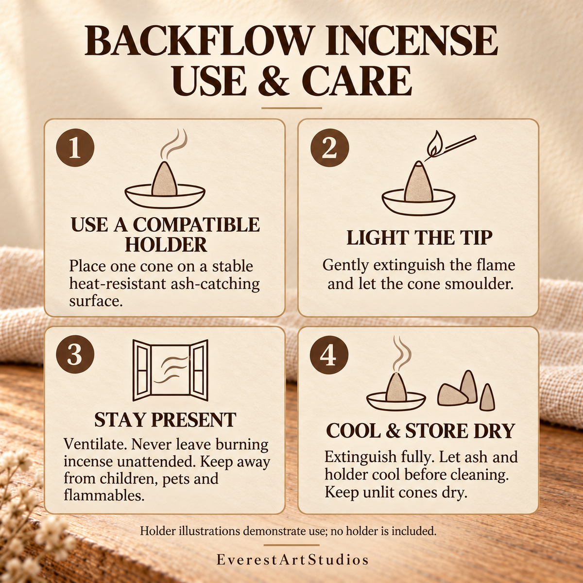 Backflow incense use and care