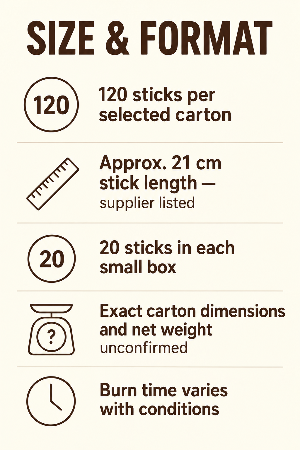 HEM Incense Sticks — Call Client, Business & Attracts Money, 120-Stick Cartons — size