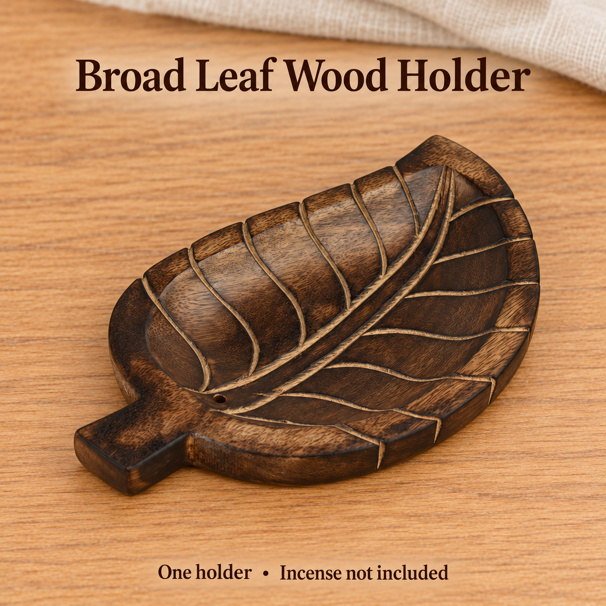 Carved Broad Leaf Wood Incense Holder — product-02