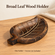 Carved Broad Leaf Wood Incense Holder — variant-02