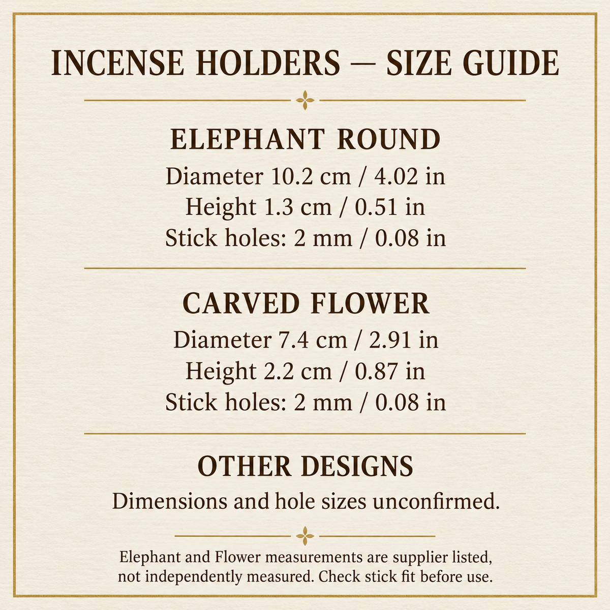 Incense holder size guide