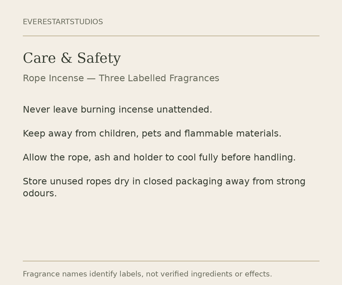 50-rope incense bundle care information