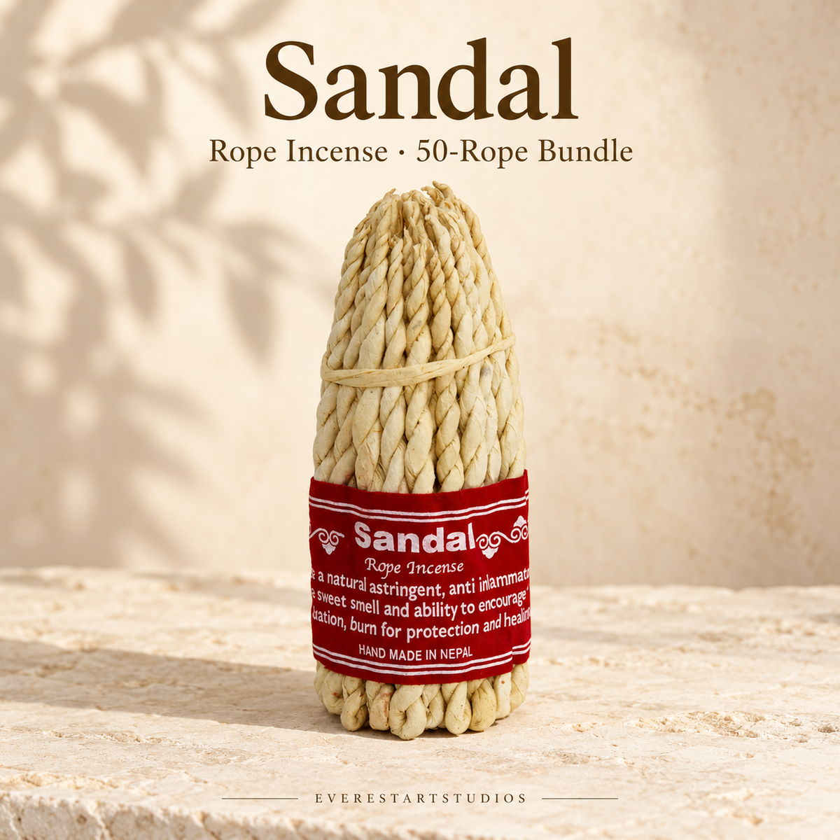 Sandal rope incense, one50-ropebundle