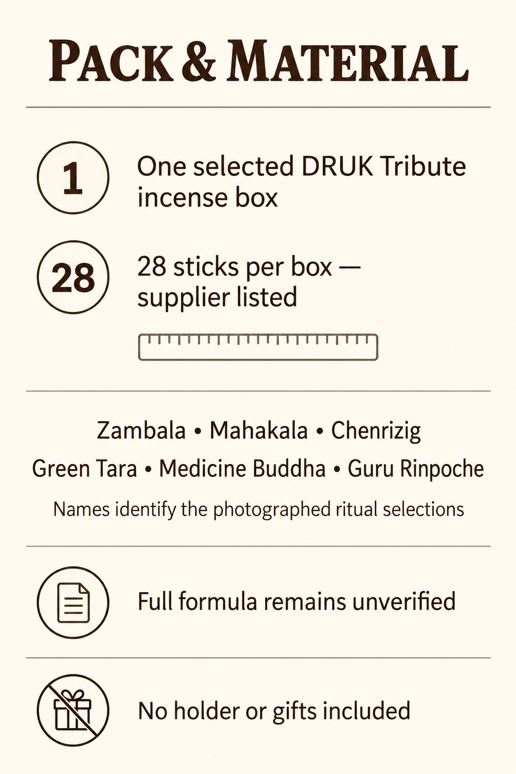DRUK Tribute Incense — Six Ritual Selections, 28-Stick Boxes — pack