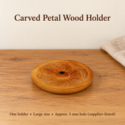Carved Petal Wooden Incense Holder — Large Round, 5 mm Hole | variant-01