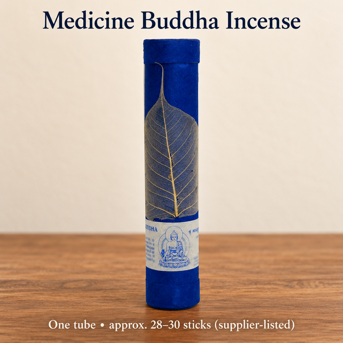 Medicine Buddha original coloured leaf-decorated incense tube