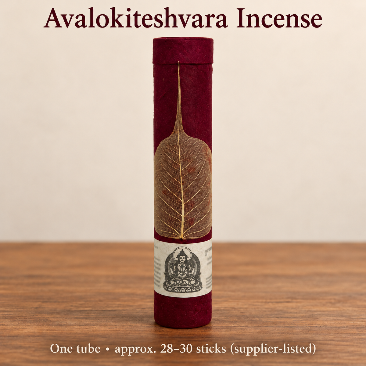 Avalokiteshvara original coloured leaf-decorated incense tube