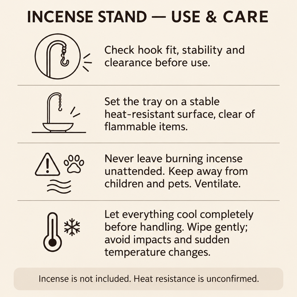 Hanging incense stand care guide