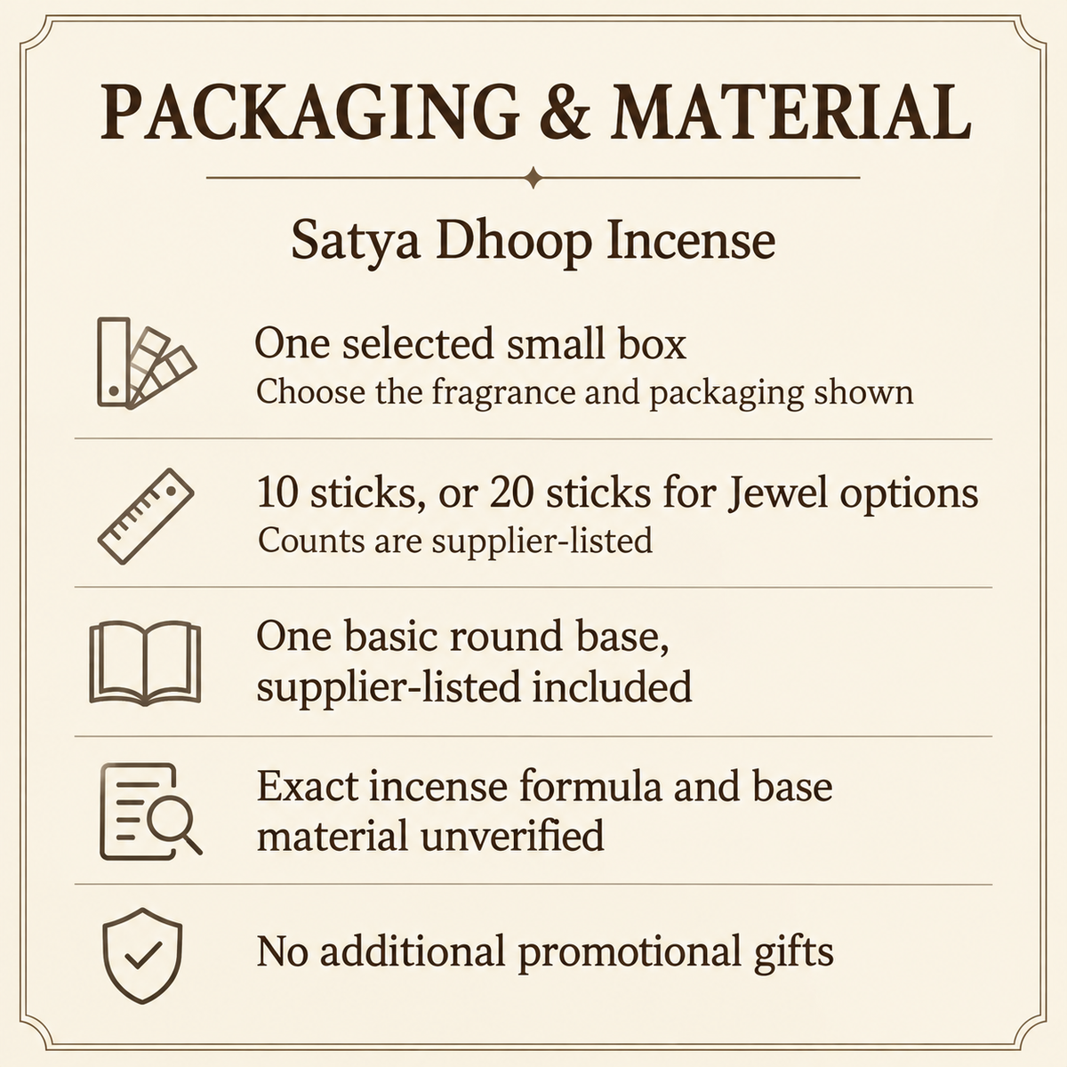 Satya Dhoop Incense — Fragrances in 10- or 20-Stick Boxes — pack