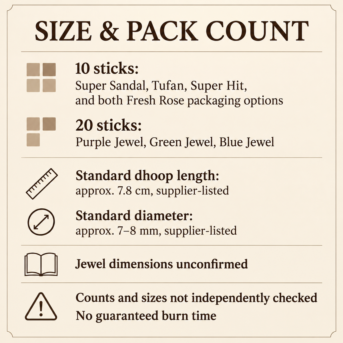 Satya Dhoop Incense — Fragrances in 10- or 20-Stick Boxes — size
