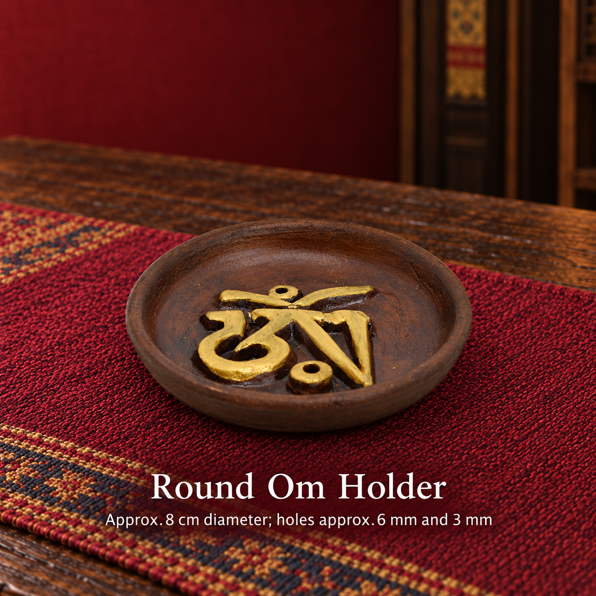 TB678859233451-02 | Round Om Holder | Approx.8 cm diameter; holes approx.6 mm and 3 mm