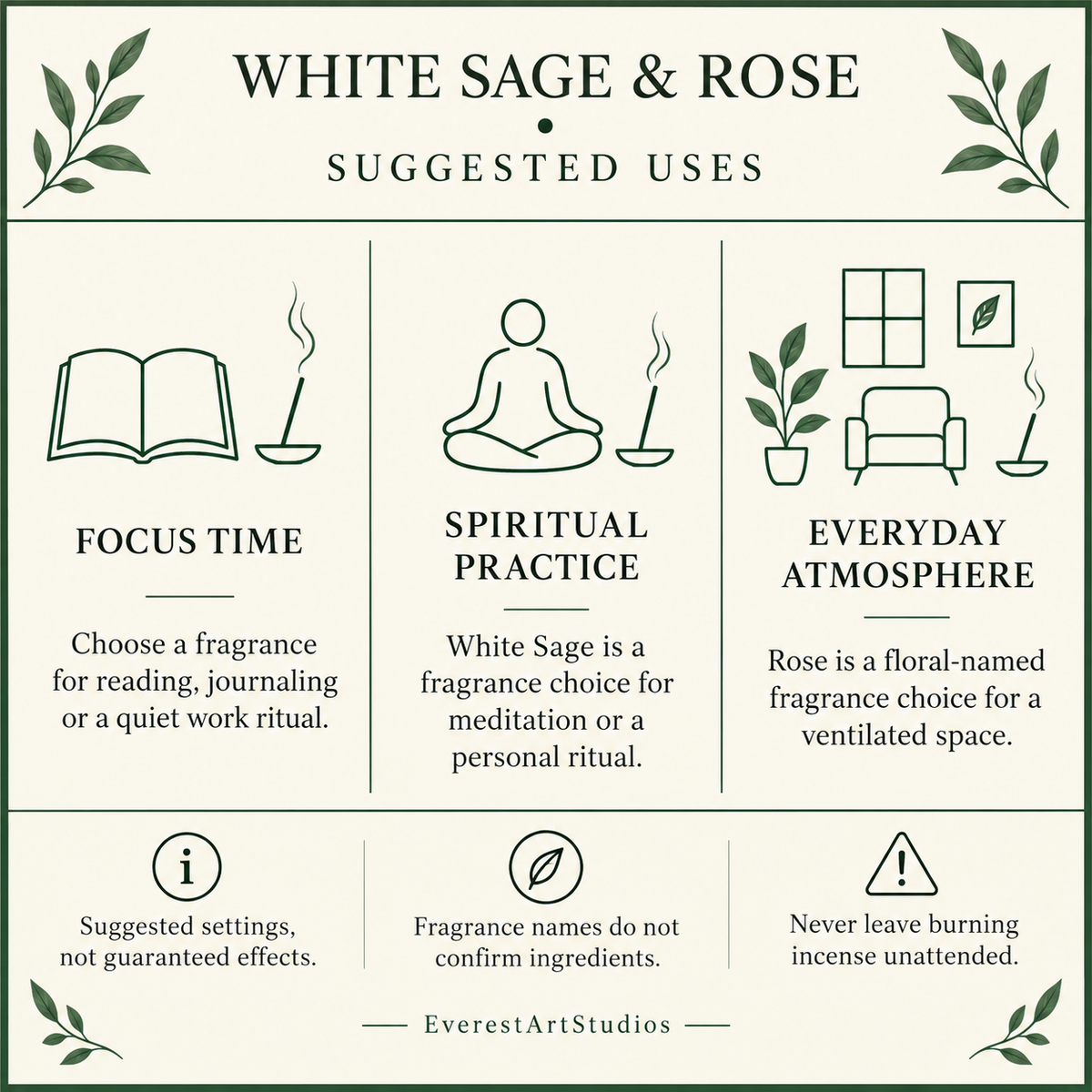 White Sage and Rose suggested uses