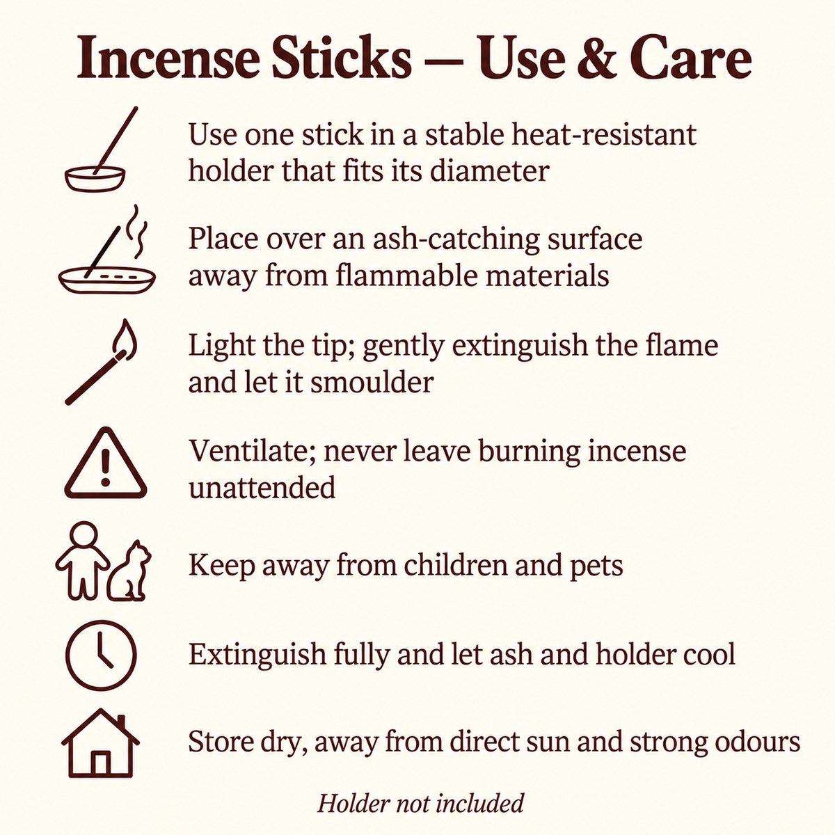 Leaf-decorated incense use and care guide