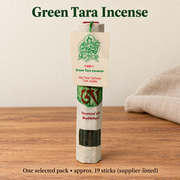 Green Tara leaf-decorated incense — one pack, approx.19sticks