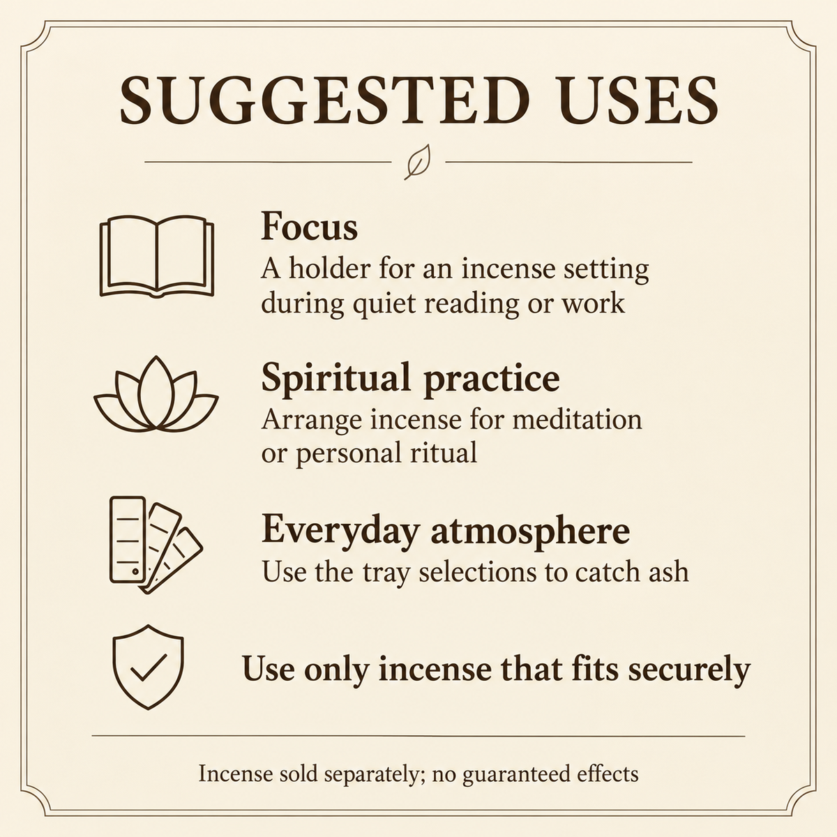 Wide-Hole Incense Inserts — Insert Only or Tray Sets — uses