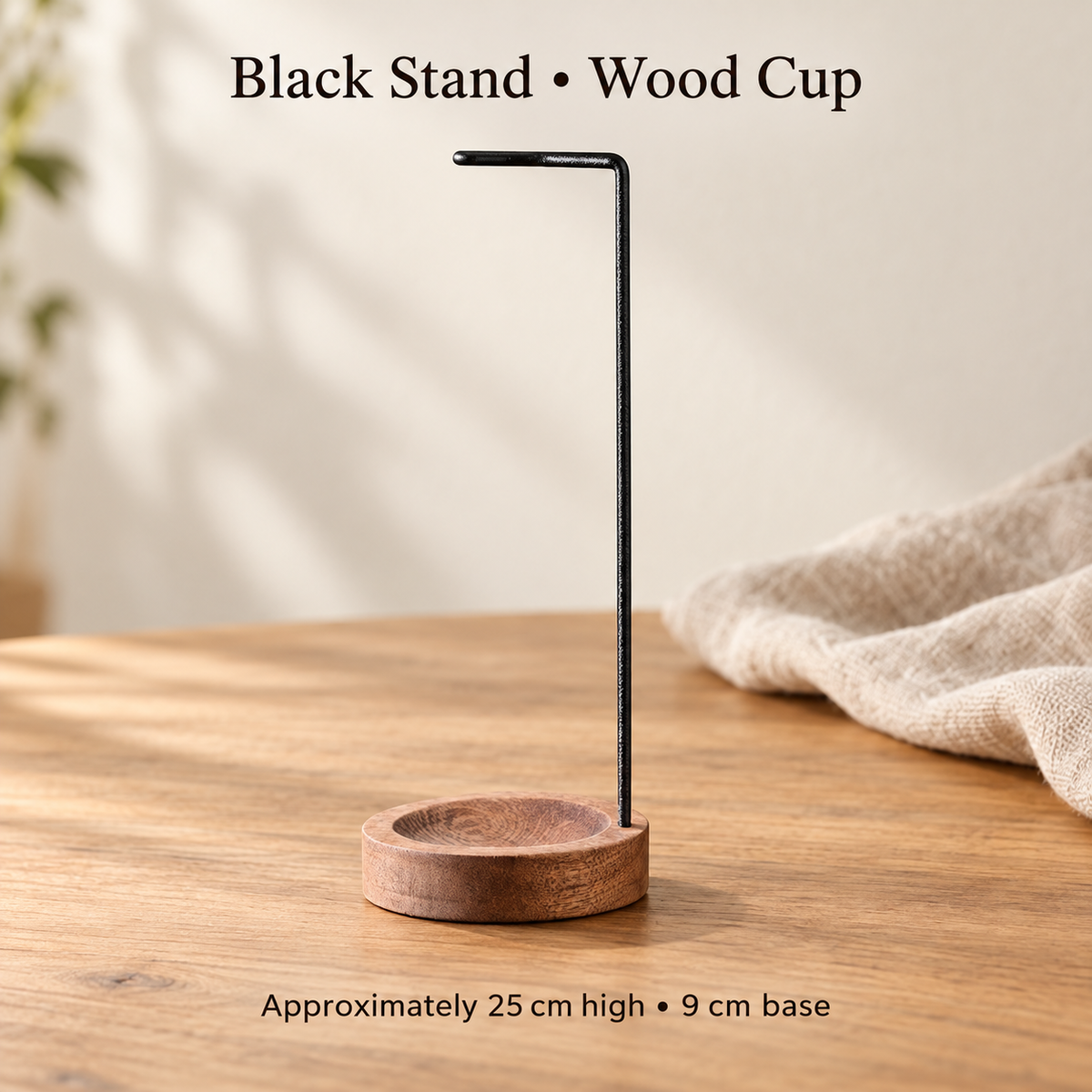 Hanging Incense Stands — Rope Hook, Wood Cup & Flower Dish — variant-03