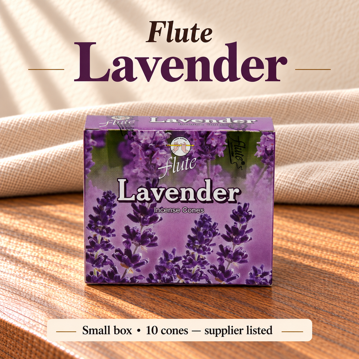 Flute Lavender — small box, 10 cones supplier listed