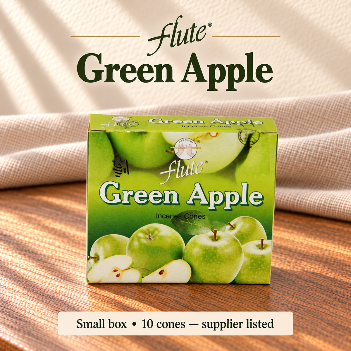 Flute Green Apple — small box, 10 cones supplier listed
