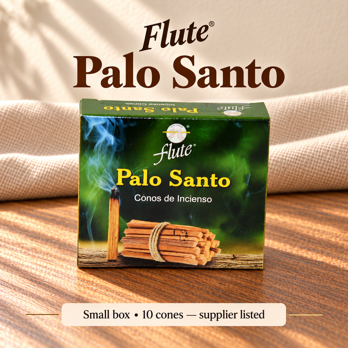 Flute Palo Santo — small box, 10 cones supplier listed