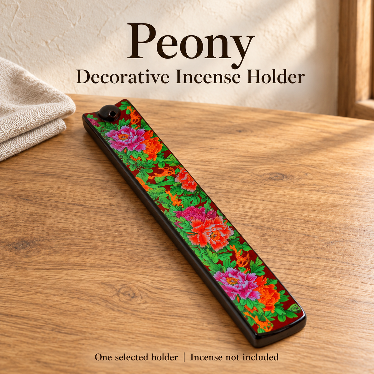 Ceramic Incense Holder — Peony — one holder, incense not included