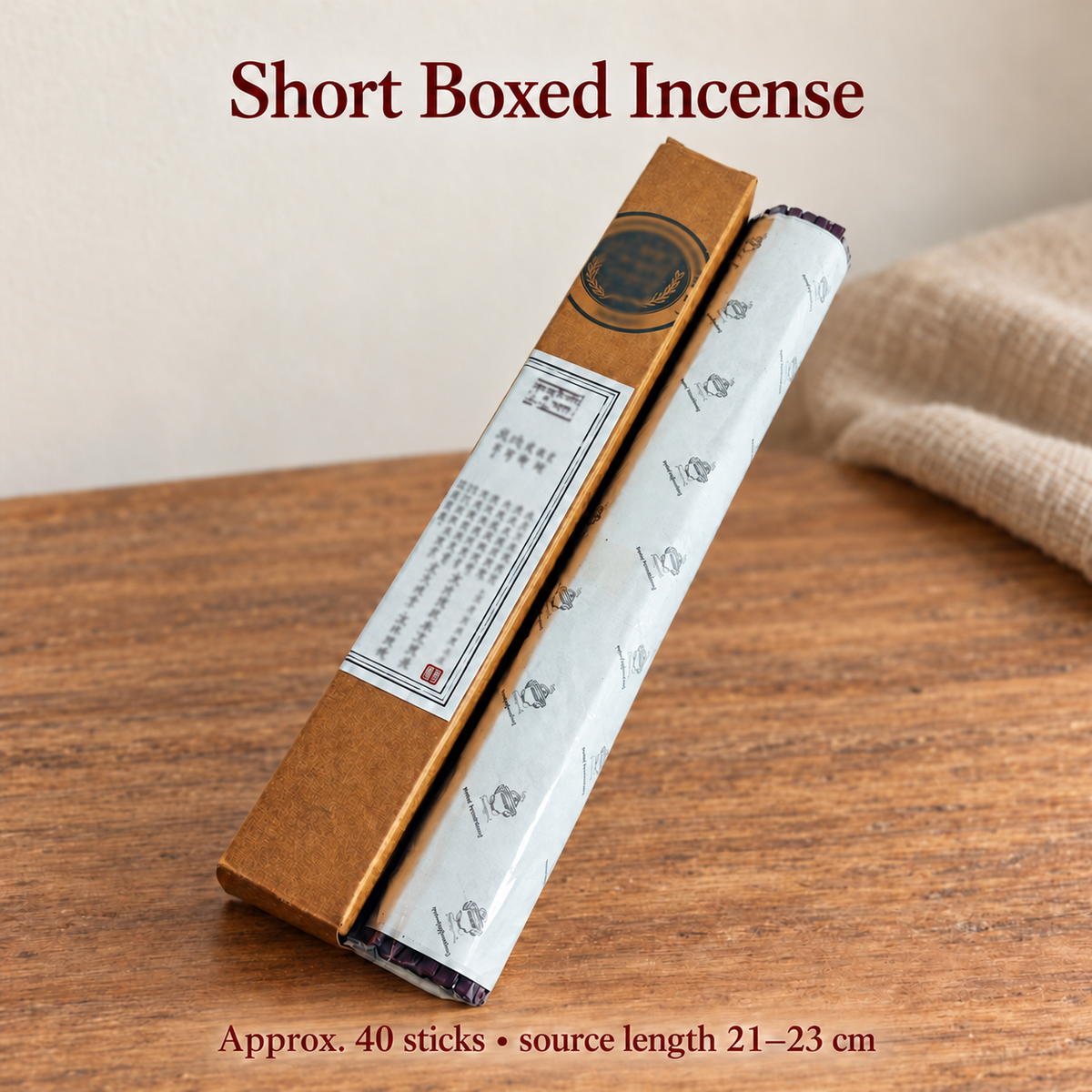 Short brown boxed incense and original white inner wrap — approx40sticks