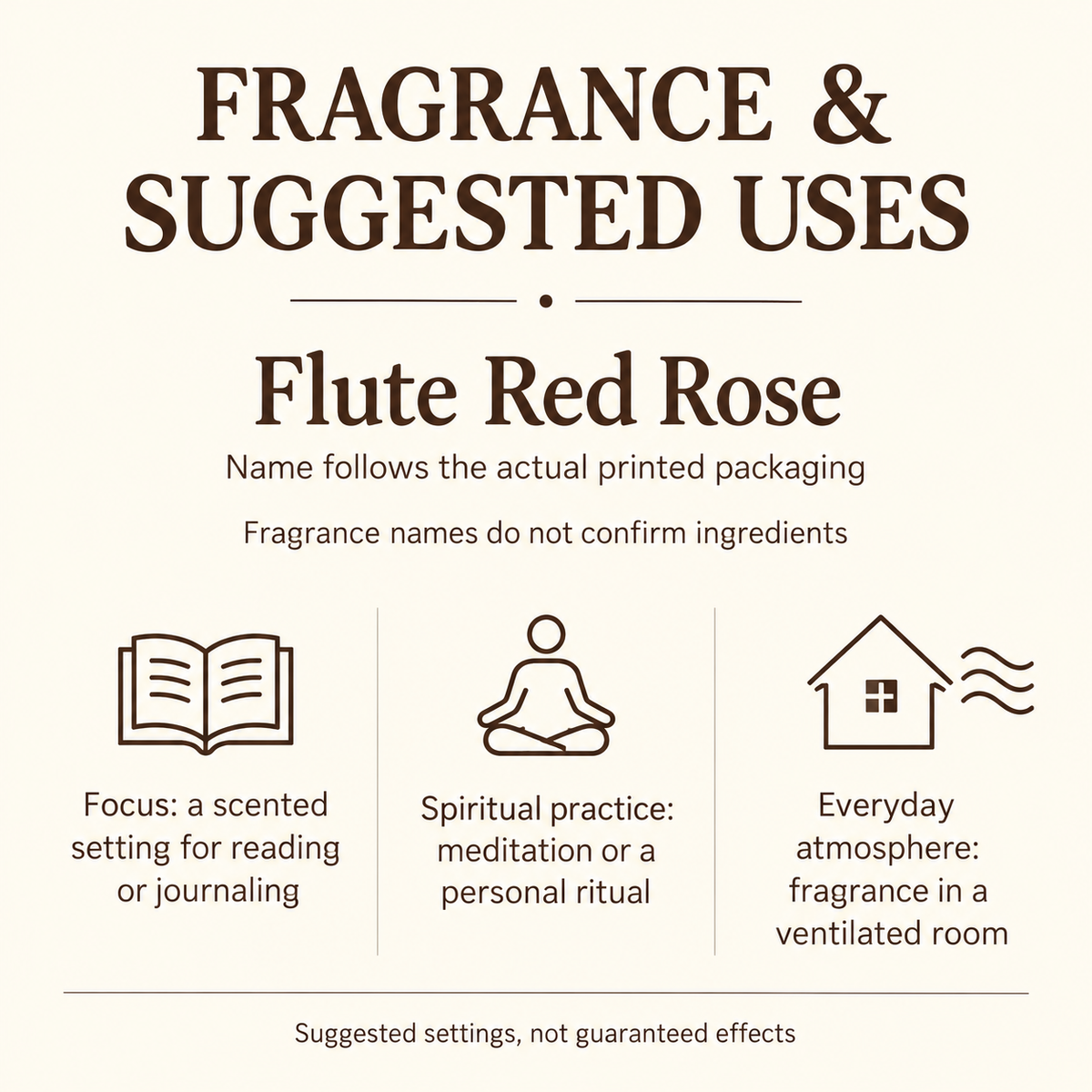 Flute Red Rose Incense Sticks — 20-Stick Small Box — uses