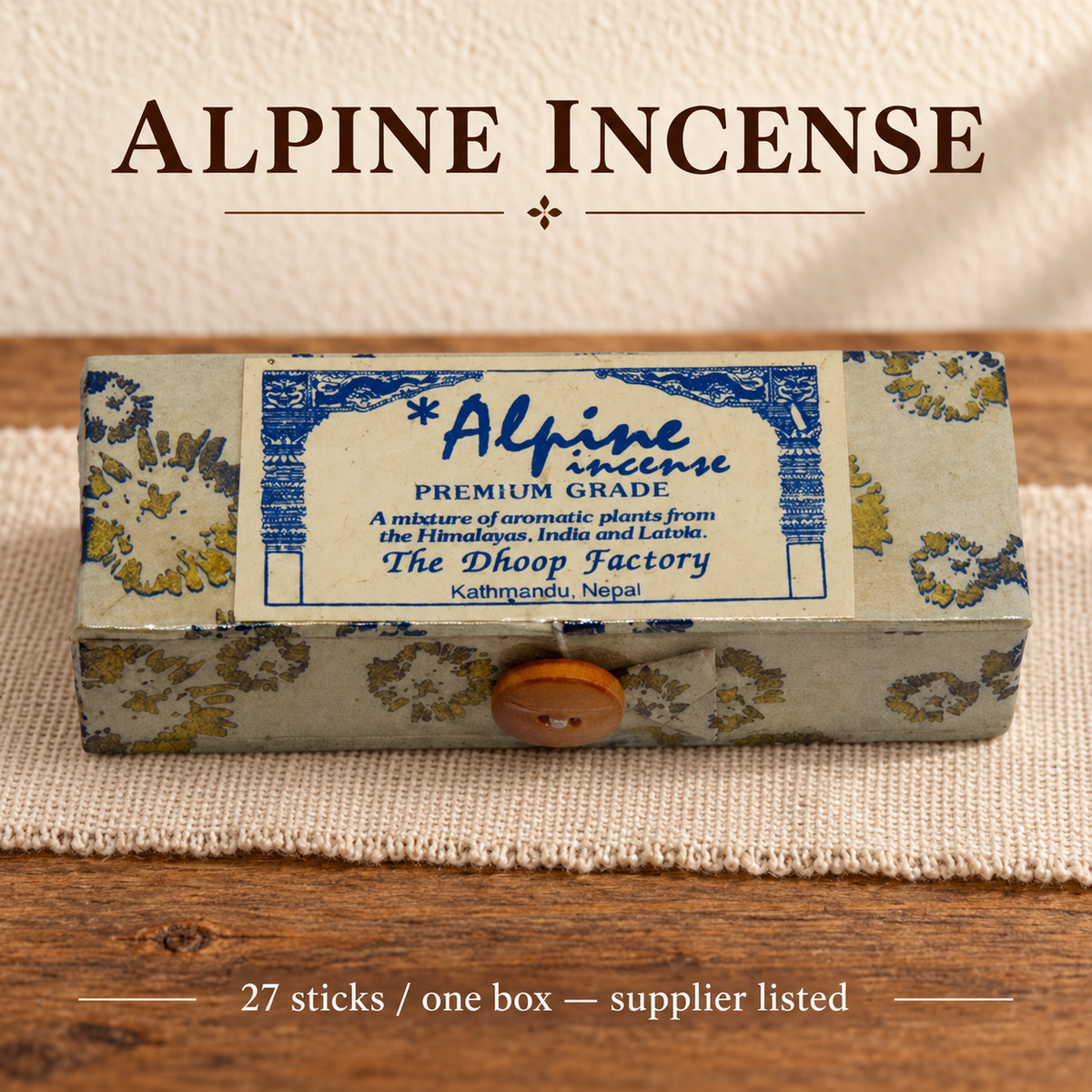 Alpine | 27 sticks — supplier listed