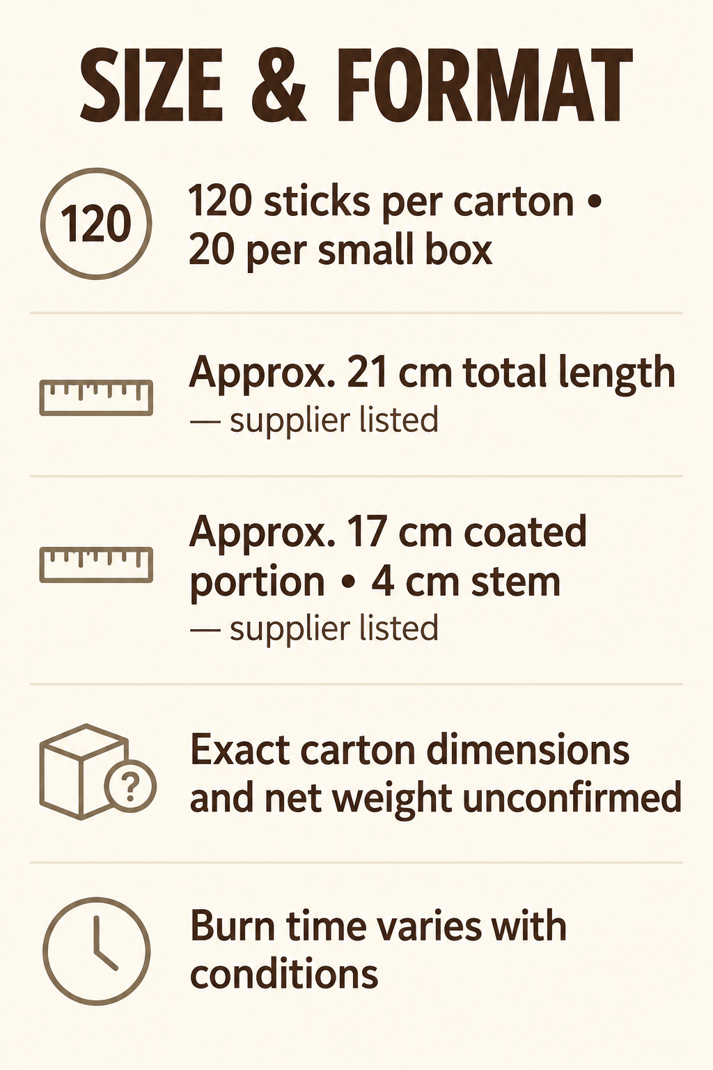 Cycle Brand Sandalum Incense Sticks — 120-Stick Carton — size