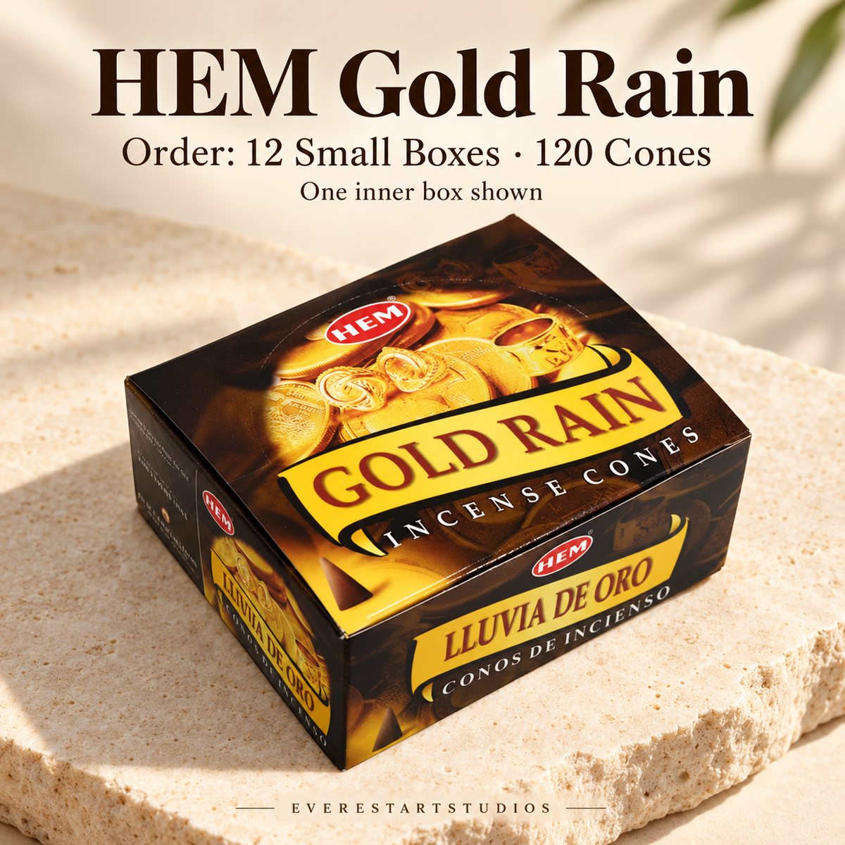 HEM Gold Rain, selected order12smallboxes120regularcones; one inner box shown