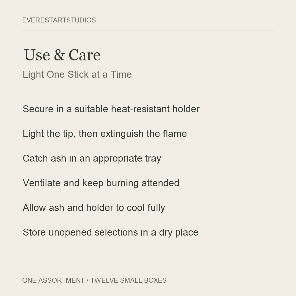 Satya Twelve-Fragrance Incense Assortment — Use & Care