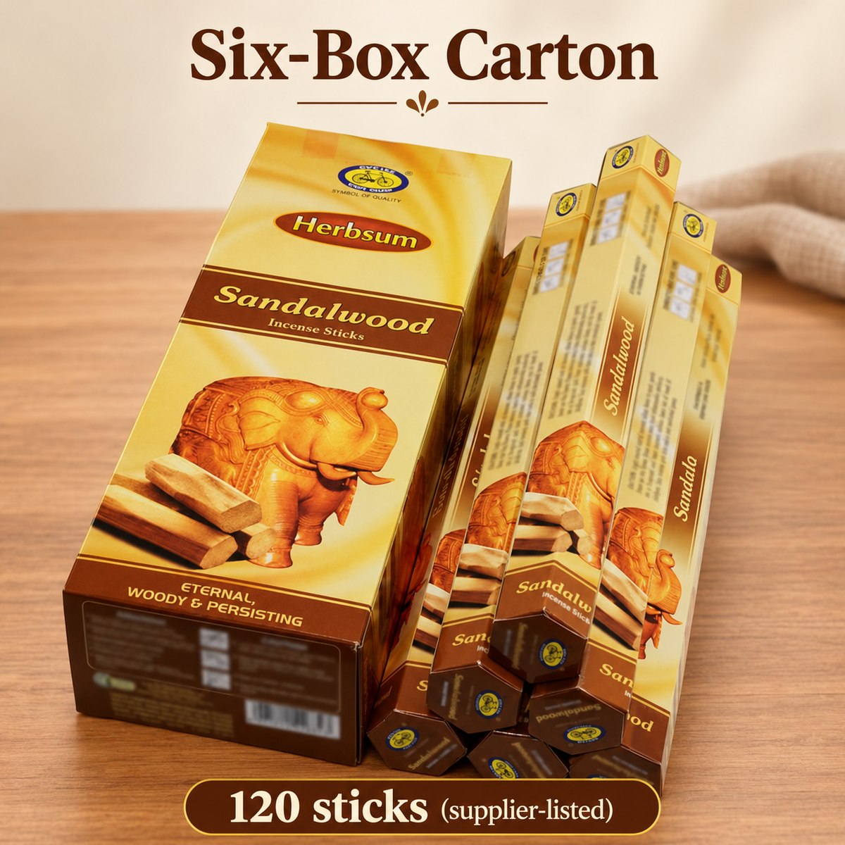 Cycle Herbsum Sandalwood Incense — Six-Box Carton, 120 Sticks | product-02