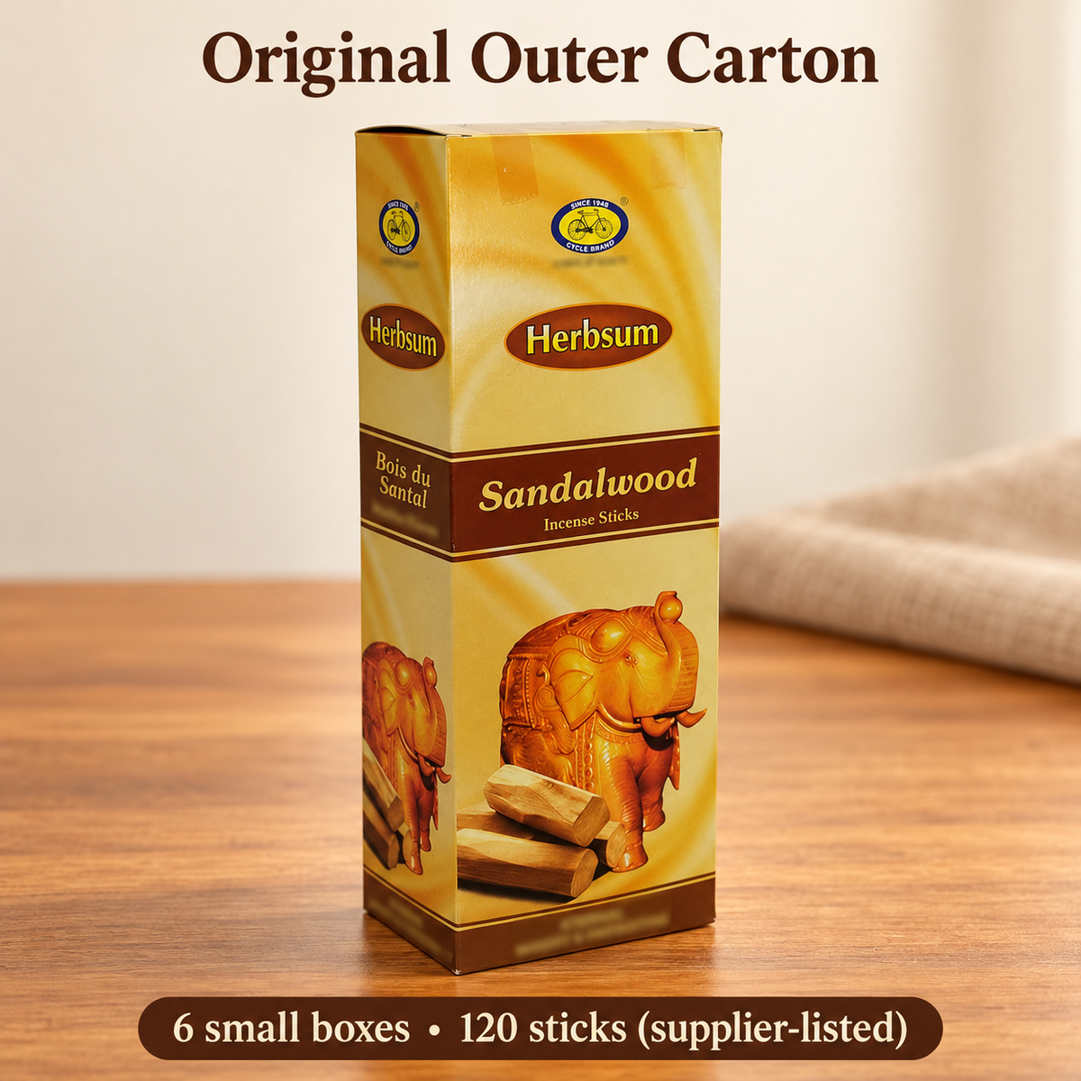 Cycle Herbsum Sandalwood Incense — Six-Box Carton, 120 Sticks | product-05