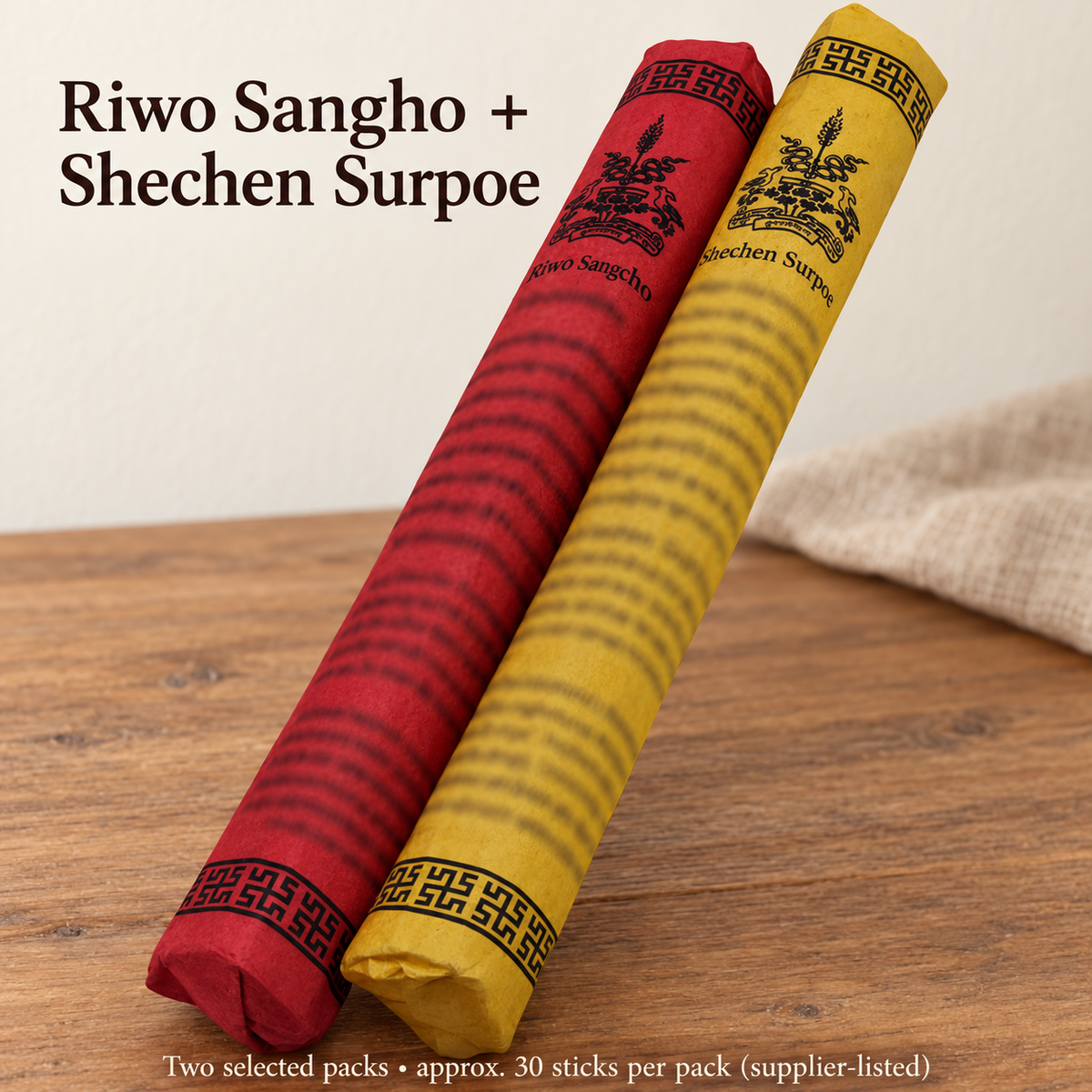 Red + Yellow Pair / 60 Sticks original wrapped incense packaging