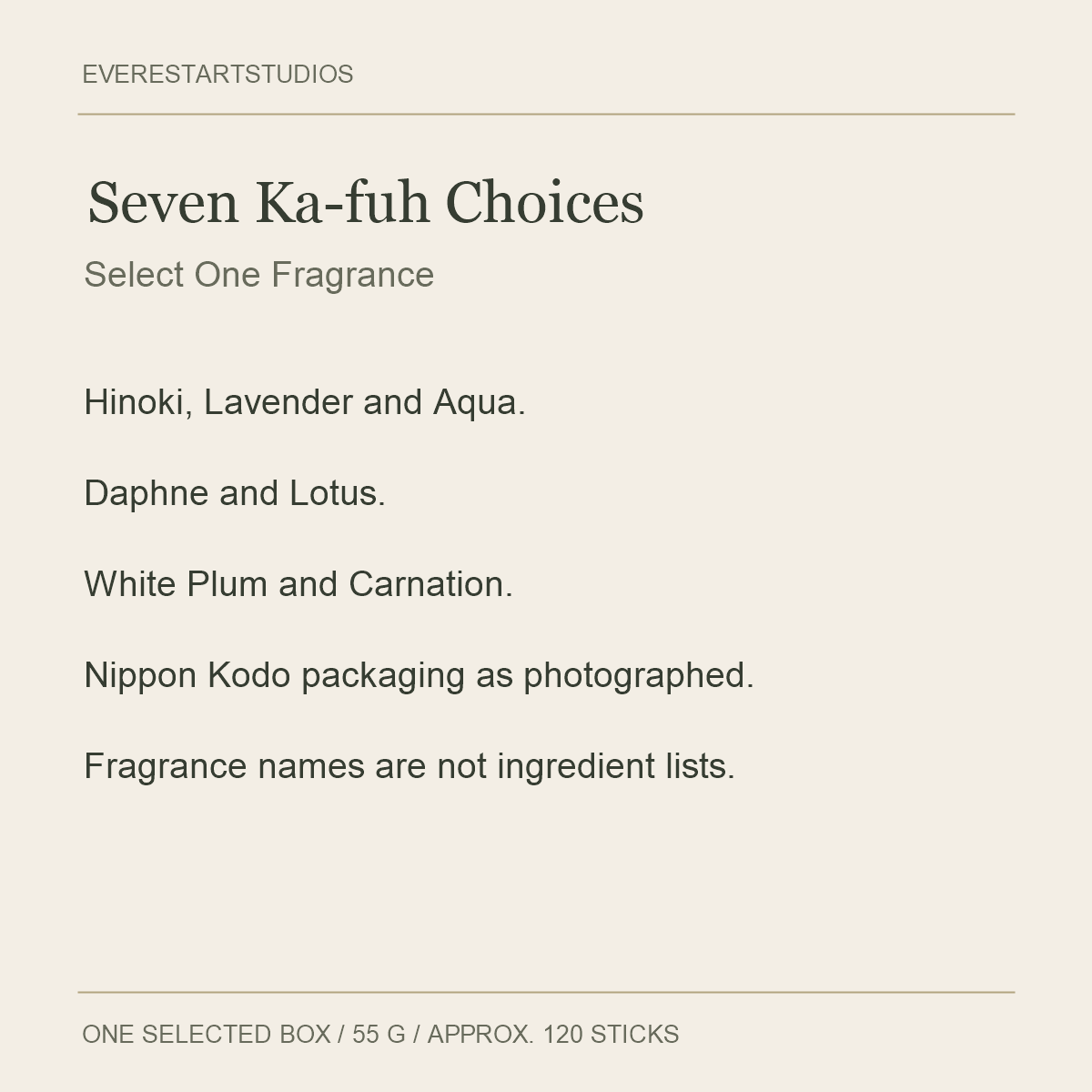 Nippon Kodo Ka-fuh Incense Sticks — 55 g — fragrance
