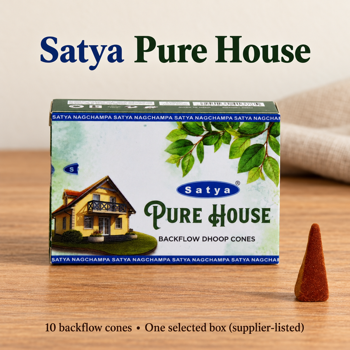 Satya Backflow Dhoop Cones — 24 Fragrance Selections, 10 per Small Box | variant-06
