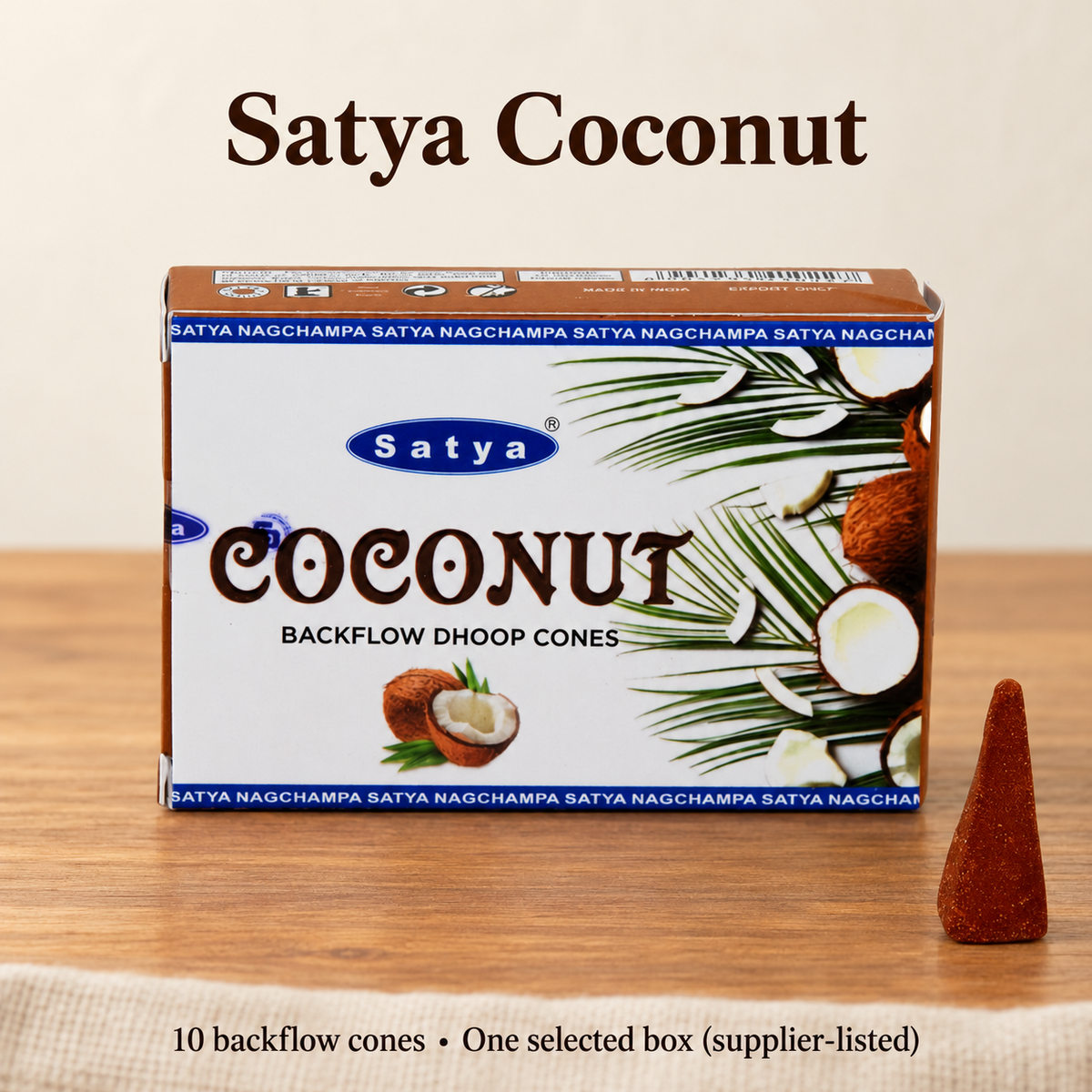 Satya Backflow Dhoop Cones — 24 Fragrance Selections, 10 per Small Box | variant-10