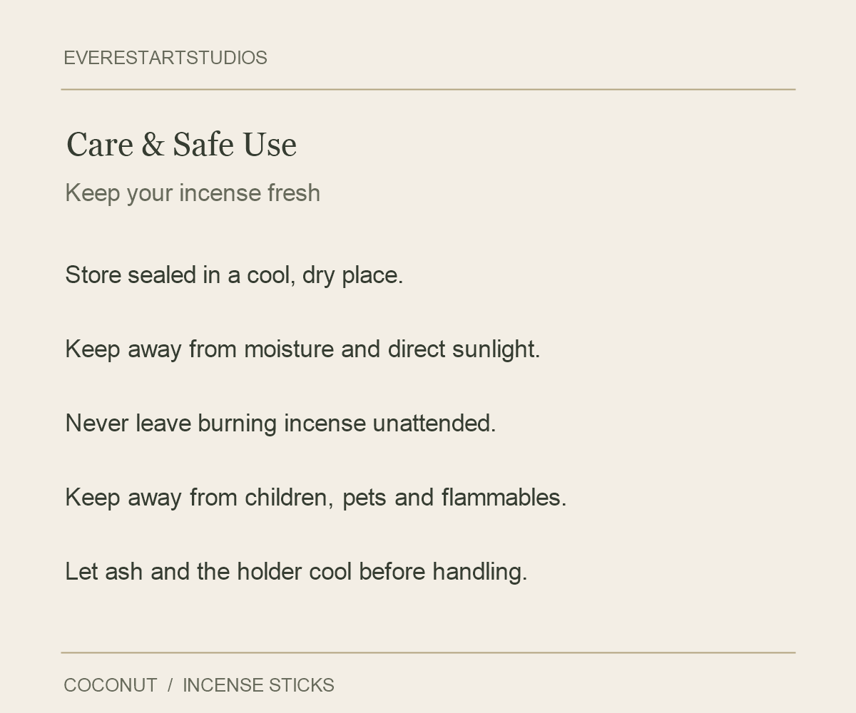 SATYA Coconut incense — care information
