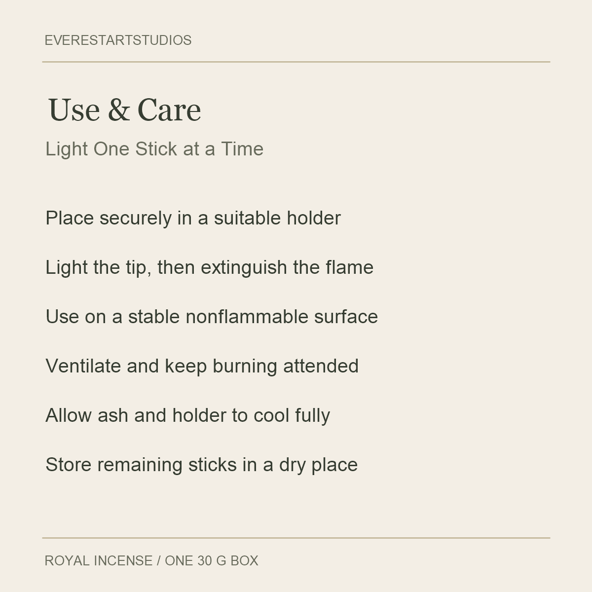 Satya Royal Incense — Use & Care