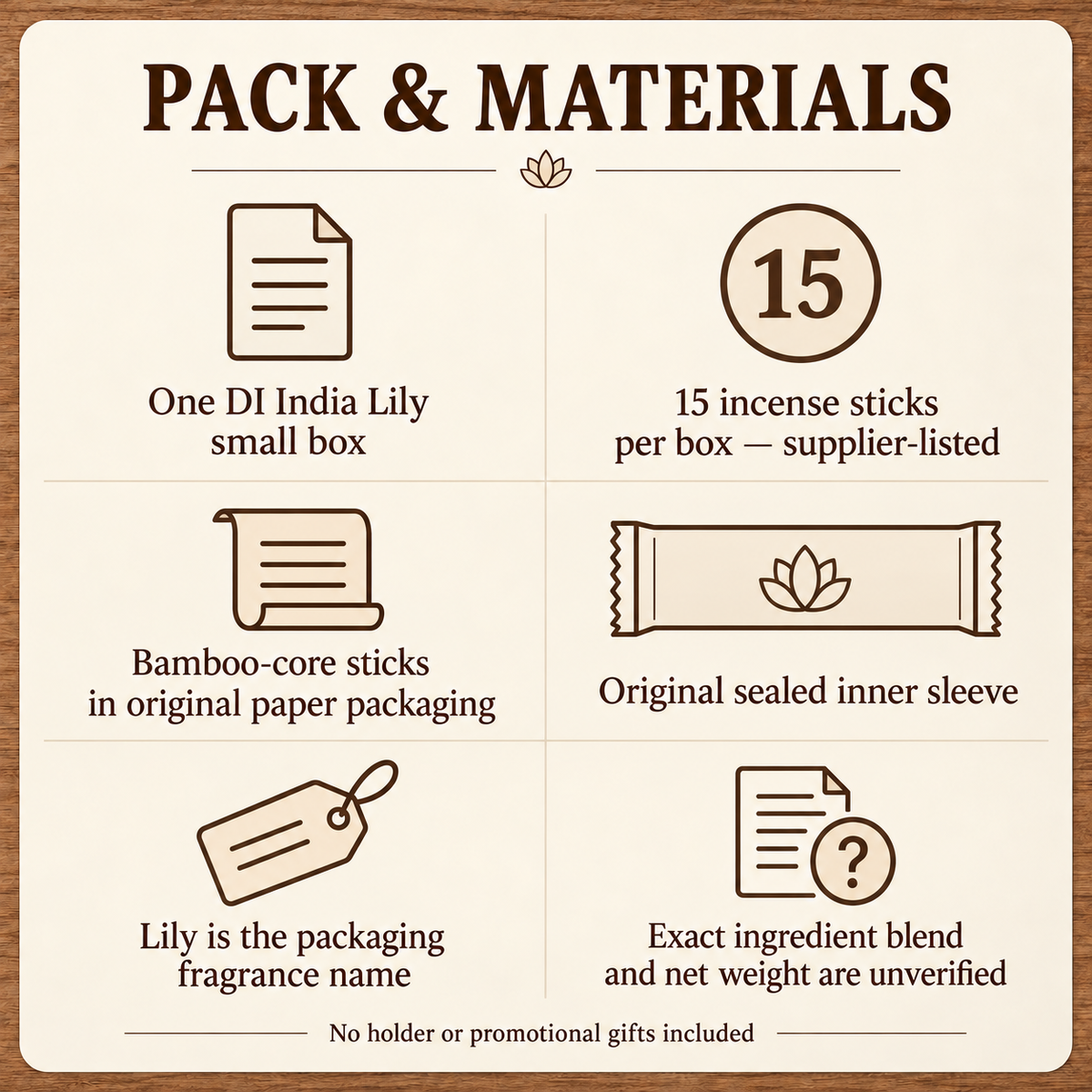 DI India Lily Incense Sticks — 15-Stick Small Box | pack