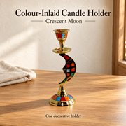 Colour-Inlaid Candle Holder — Crescent Moon
