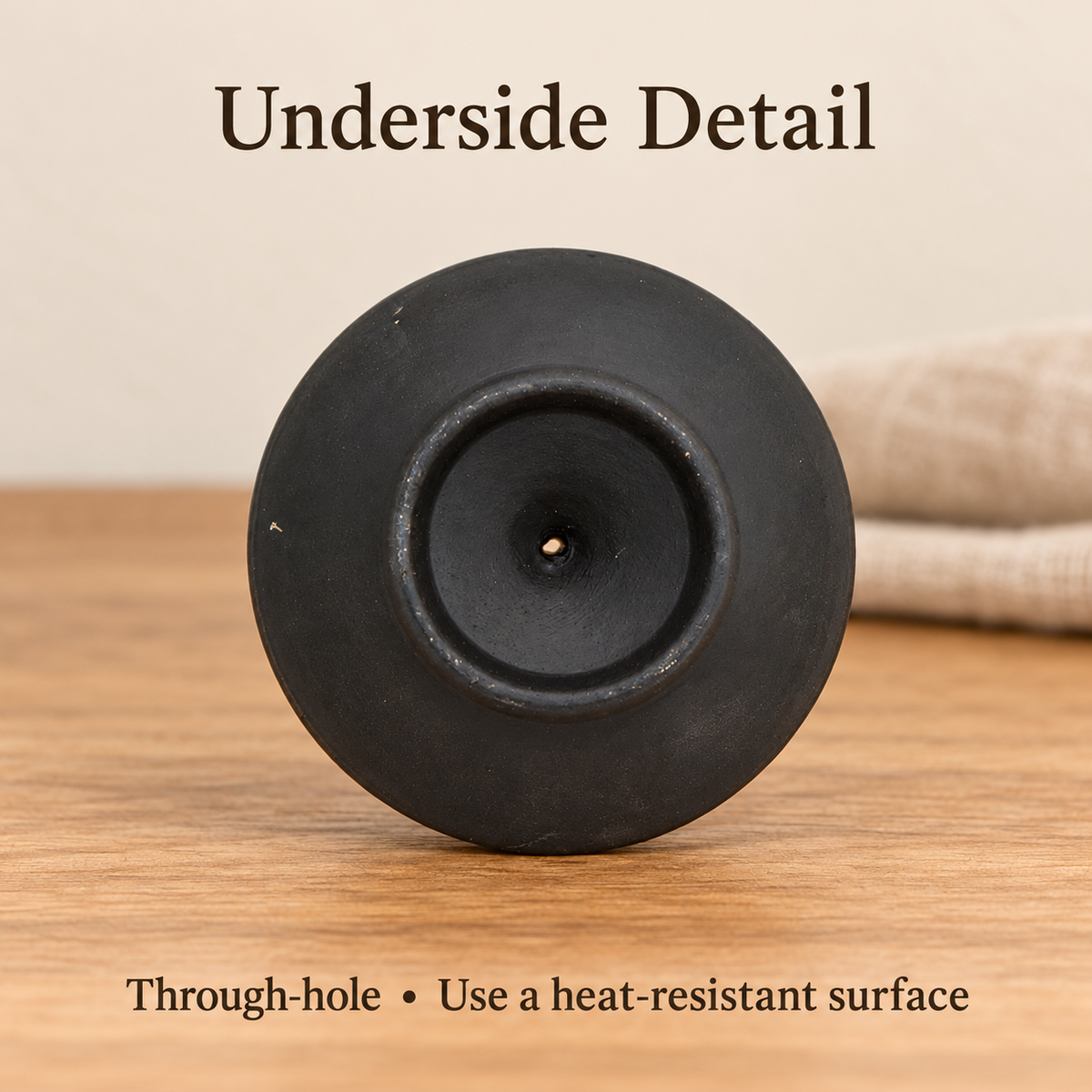 Black Ceramic Round Incense Holder — Concentric Dish & Central Insert | product-04