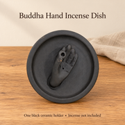 Black Ceramic Buddha Hand Incense Dish — Approx.12 cm Holder | variant-01