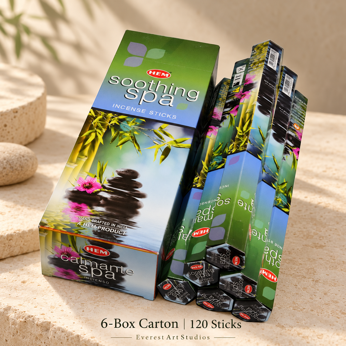 HEM Soothing Spa — carton of six small boxes, 120 sticks