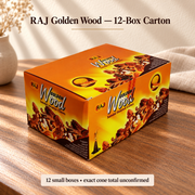 TB7712077800-02 | RAJ Golden Wood — 12-Box Carton | 12 small boxes • exact cone total unconfirmed
