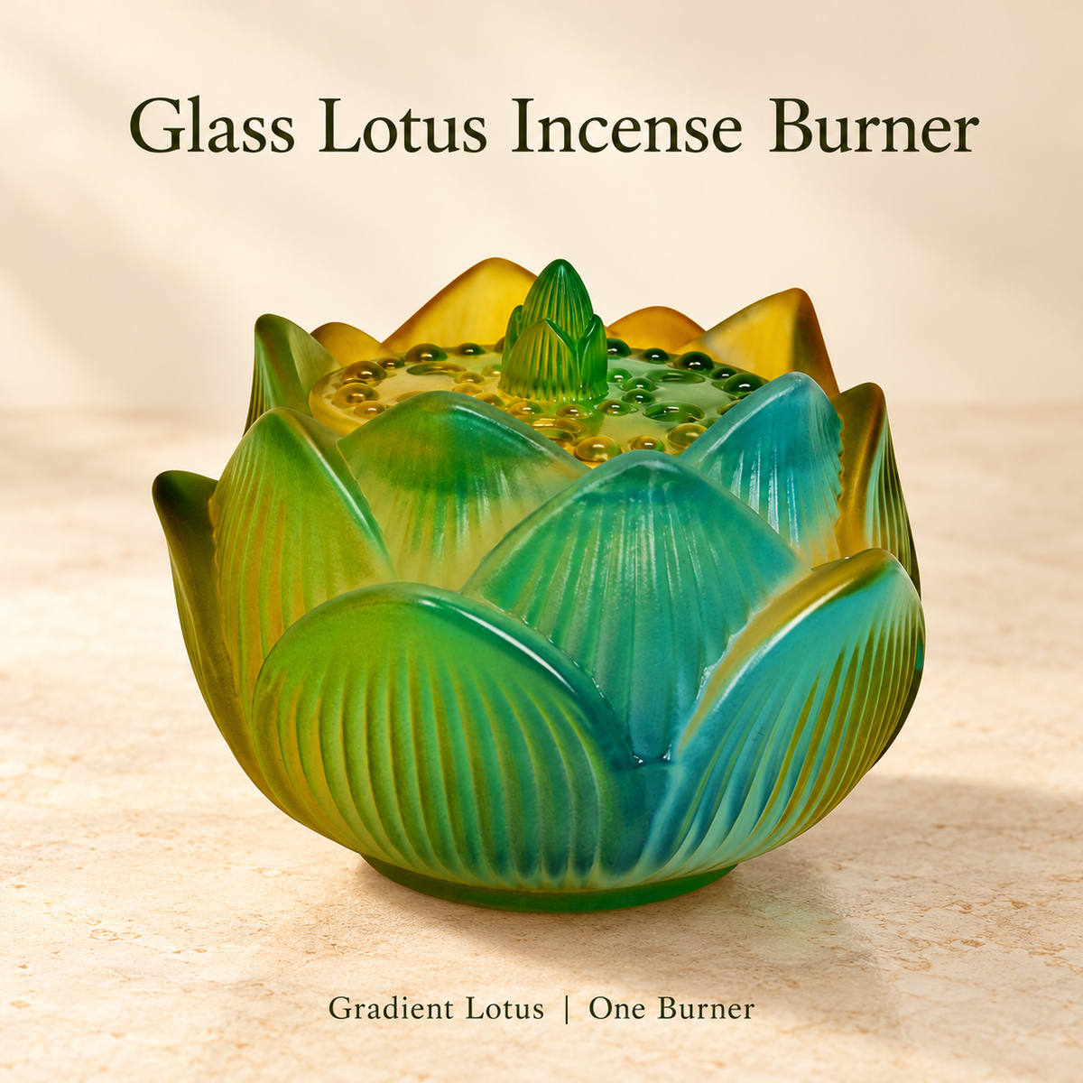 Glass Incense Burners — Lotus & Lidded Styles — Gradient Lotus / 10.5 cm