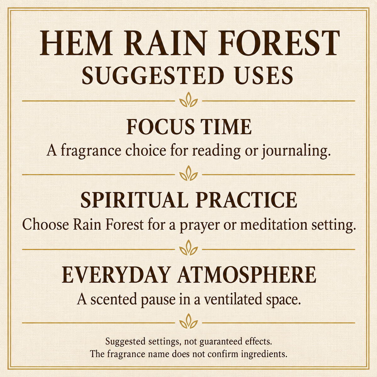 HEM Rain Forest suggested uses