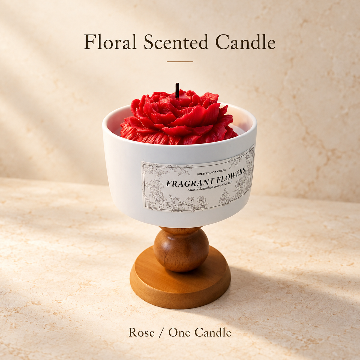 Floral Scented Candle — Rose or Gardenia — Rose / One Candle