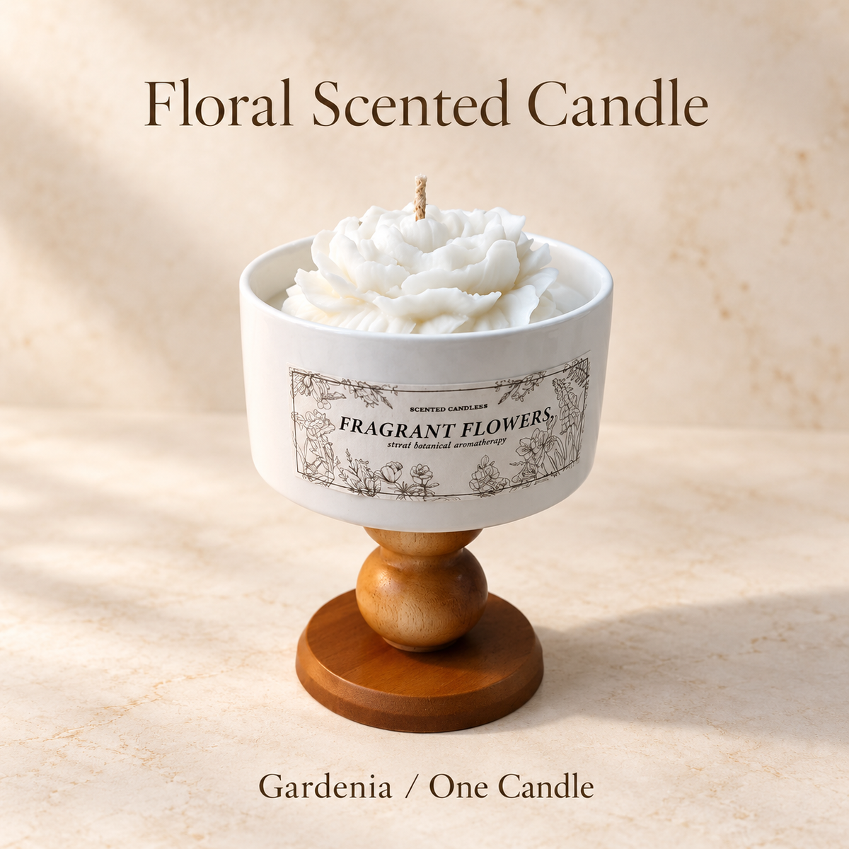 Floral Scented Candle — Rose or Gardenia — Gardenia / One Candle