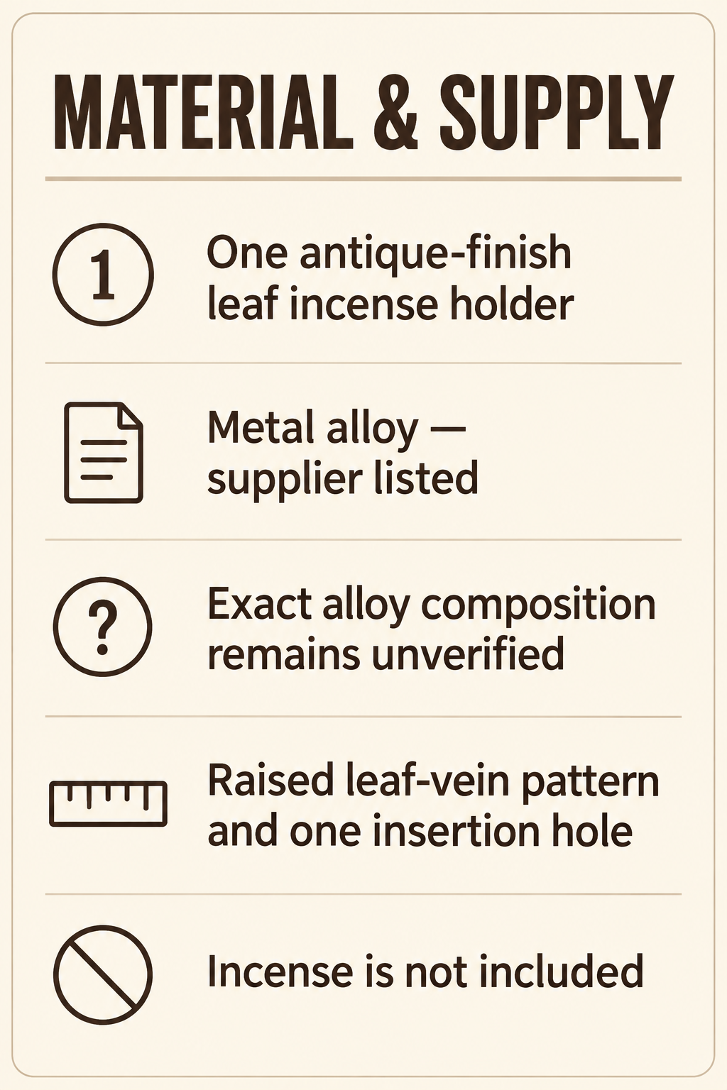 Antique-Finish Metal Leaf Incense Holder — pack