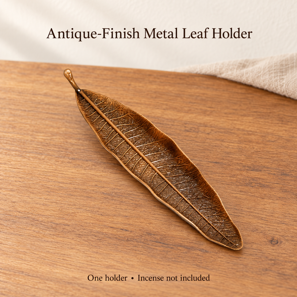 Antique-Finish Metal Leaf Incense Holder — product-05